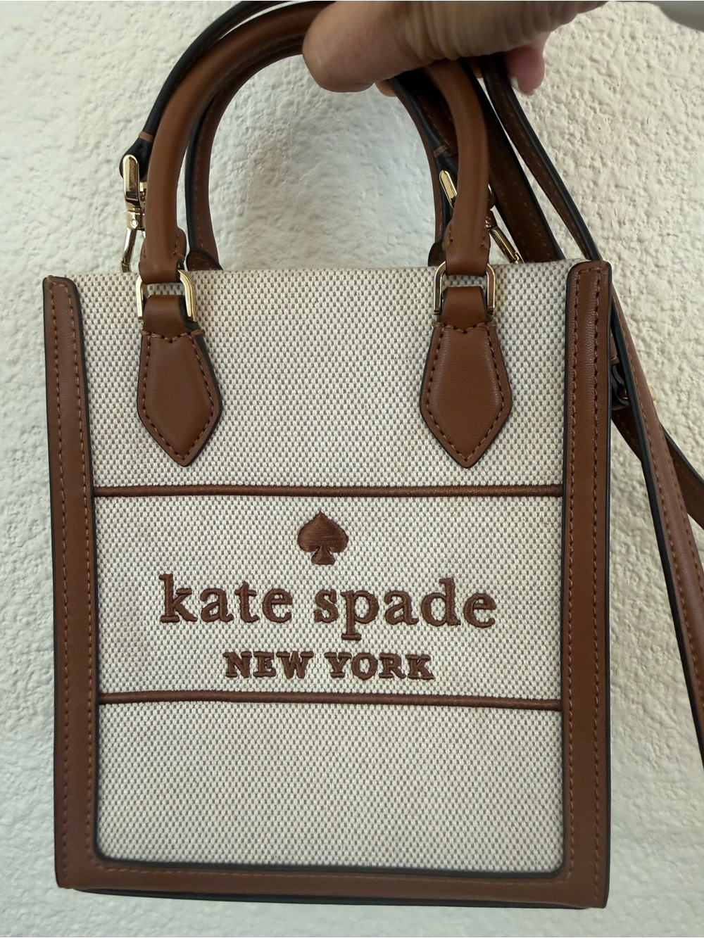 kate spade Cream and Brown Structured Mini Tote